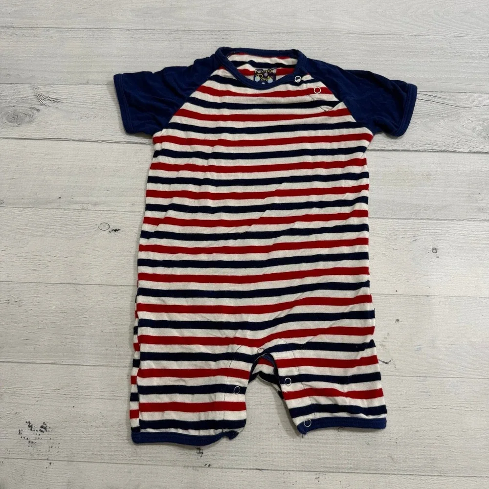 Kickee pants baby red white blue striped romper 6-12‎ months